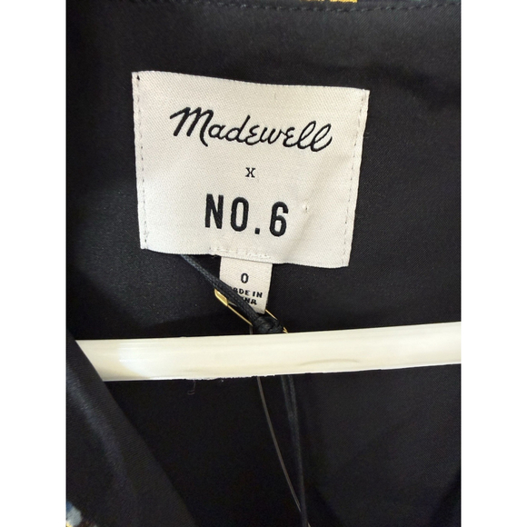 Madewell x No. 6 Garden Bouquet Silk Beacon Mini Dress 0 Black Pink Blue Floral - Picture 6 of 9